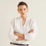 Mango outlet gestreepte linnen blouse